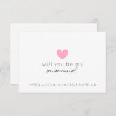 Werden Sie meine Bridesmaid-Karte - Herz rosa? Einladung (Vorne/Hinten)