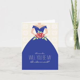 Werden Sie meine Bridesmaid-Karte (königsblau)? Einladung