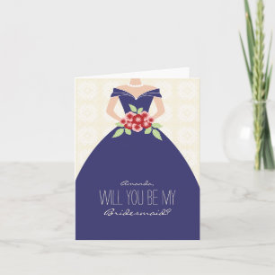 Werden Sie meine Bridesmaid-Karte (marineblau)? Einladung
