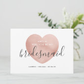 Werden Sie meine Bridesmaid-Karte - Rose Gold Einladung (Stehend Vorderseite)