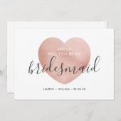 Werden Sie meine Bridesmaid-Karte - Rose Gold Einladung (Vorne/Hinten)