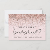 Werden Sie meine Bridesmaid-Karte - Rose Gold Glit Einladung (Vorderseite)