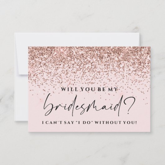 Werden Sie meine Bridesmaid-Karte - Rose Gold Glit Einladung (Vorderseite)