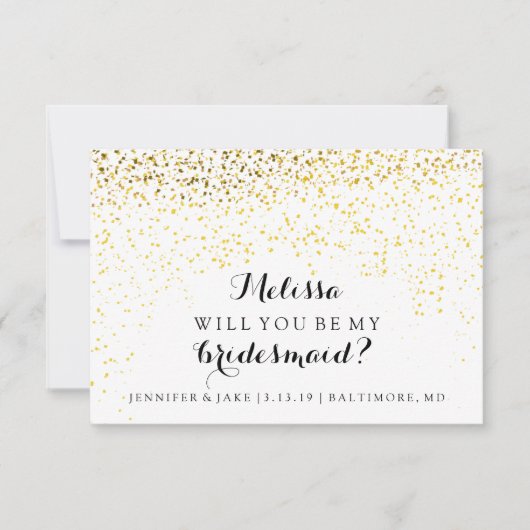 Werden Sie meine Bridesmaid-Karte sein - Confetti- Einladung (Vorderseite)
