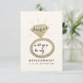 Werden Sie meine Bridesmaid-Karte sein - Glit Diam Einladung (Stehend Vorderseite)