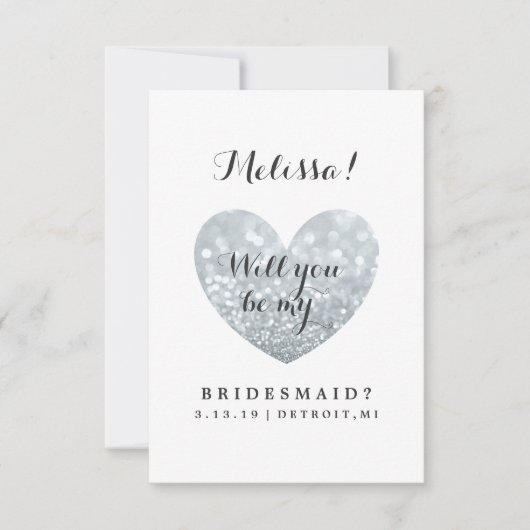 Werden Sie meine Bridesmaid-Karte sein - Glitzer-F Einladung (Vorderseite)
