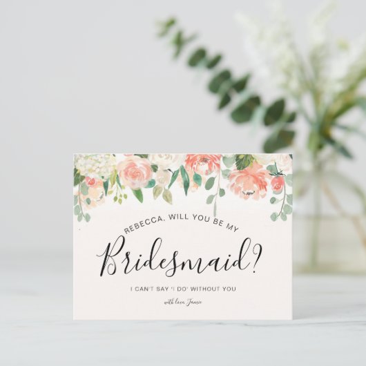 Werden Sie meine Bridesmaid-Karte sein? Postkarte (Stehend Vorderseite)
