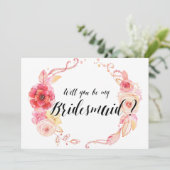 Werden Sie meine Bridesmaid-Karten Blumenkranz sei Einladung (Stehend Vorderseite)