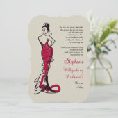 Werden Sie meine Bridesmaid-Karten (Burgund) sein? Einladung (Stehend Vorderseite)