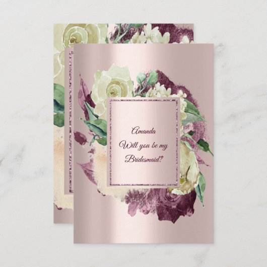 Werden Sie meine Bridesmaid Marsala Elfenbein Rose Einladung (Vorne/Hinten)