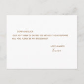 Werden Sie meine Bridesmaid Mauve Watercolor Flora Einladungspostkarte (Rückseite)