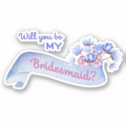 Werden Sie meine Bridesmaid mit Blume Cutout? Aufkleber (Vorderseite)