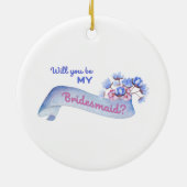 Werden Sie meine Bridesmaid mit Blume-Datum Keramik Ornament (Hinten)