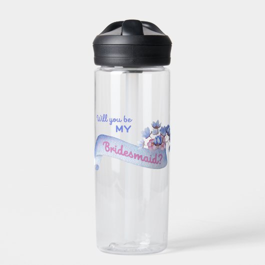 Werden Sie meine Bridesmaid mit Blume sein? Trinkflasche (Vorderseite)