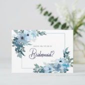 Werden Sie meine Bridesmaid moderne blaue Rose sei (Stehend Vorderseite)