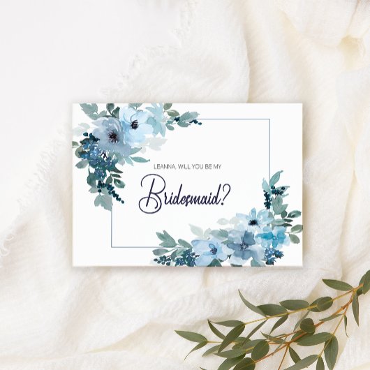 Werden Sie meine Bridesmaid moderne blaue Rose sei
