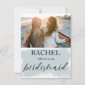 Werden Sie meine Bridesmaid Modernes Foto Blue (Vorderseite)