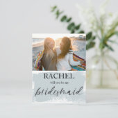 Werden Sie meine Bridesmaid Modernes Foto Blue (Stehend Vorderseite)