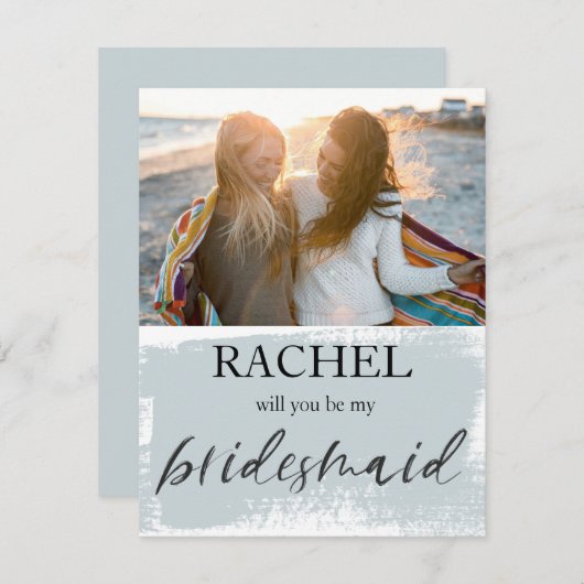 Werden Sie meine Bridesmaid Modernes Foto Blue (Vorne/Hinten)