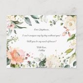 Werden Sie meine Bridesmaid MOH Pink Script floral Einladungspostkarte (Rückseite)