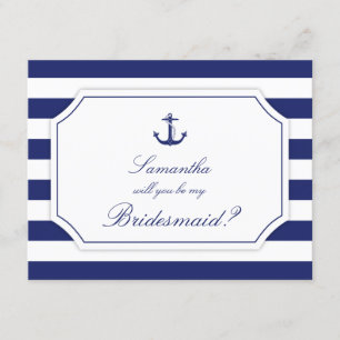 Werden Sie meine Bridesmaid Nautical Anchor Blue s Einladung