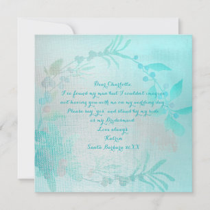 Werden Sie meine Bridesmaid Ocean Aqua Blue sein? Einladung