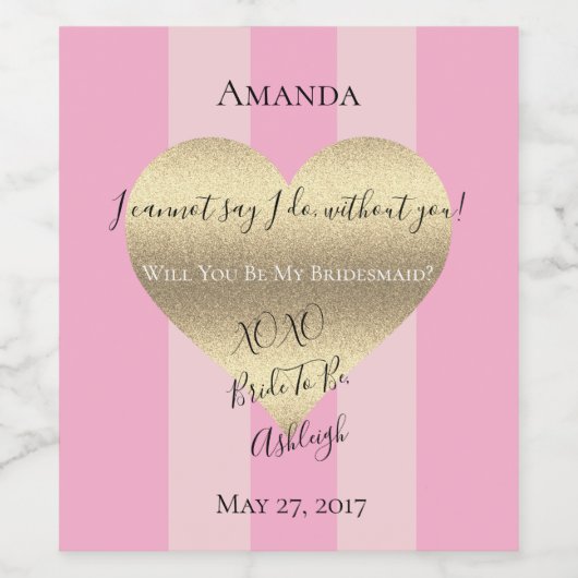 Werden Sie meine Bridesmaid Party Weinetiketten se Weinetikett (Einzelnes Label)