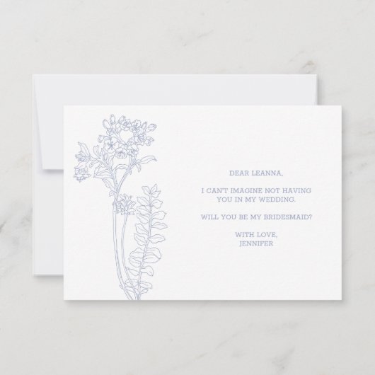 Werden Sie meine Bridesmaid Periwinkle Blume Boho (Rückseite)