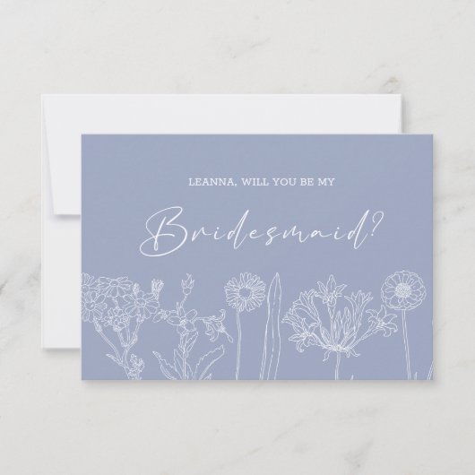 Werden Sie meine Bridesmaid Periwinkle Blume Boho (Vorderseite)
