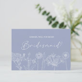 Werden Sie meine Bridesmaid Periwinkle Blume Boho (Stehend Vorderseite)