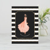 Werden Sie meine Bridesmaid Pfirsichkleidung Strip Einladung (Stehend Vorderseite)