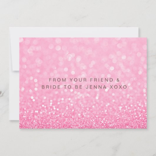 Werden Sie meine Bridesmaid Pink Glitzer Card sein Einladung (Rückseite)