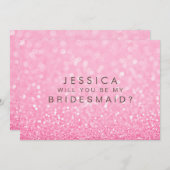 Werden Sie meine Bridesmaid Pink Glitzer Card sein Einladung (Vorne/Hinten)