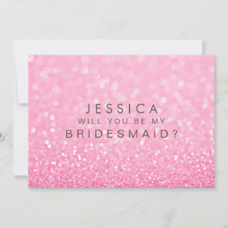 Werden Sie meine Bridesmaid Pink Glitzer Card sein Einladung