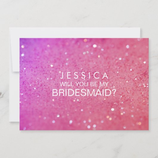 Werden Sie meine Bridesmaid Pink Glitzer Card sein Einladung (Vorderseite)