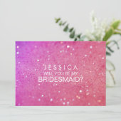 Werden Sie meine Bridesmaid Pink Glitzer Card sein Einladung (Stehend Vorderseite)