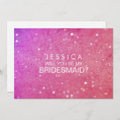 Werden Sie meine Bridesmaid Pink Glitzer Card sein Einladung (Vorne/Hinten)