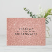 Werden Sie meine Bridesmaid Pink Gold Glitzer Card Einladung (Stehend Vorderseite)