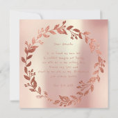 Werden Sie meine Bridesmaid-Pink-Gold-Meisterin se Einladung (Rückseite)