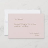 Werden Sie meine Bridesmaid Pink Gold Typografie s Einladung (Rückseite)