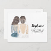 Werden Sie meine Bridesmaid-Postkarte sein? Postkarte (Vorne/Hinten)