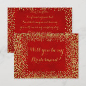 Werden Sie meine Bridesmaid Red Gold Confetti sein Einladung (Vorne/Hinten)