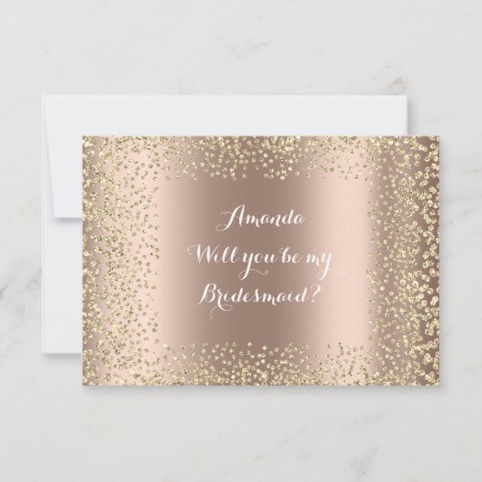 Werden Sie meine Bridesmaid rosa Rose Gold Confett Einladung (Vorderseite)