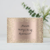 Werden Sie meine Bridesmaid rosa Rose Gold Confett Einladung (Stehend Vorderseite)