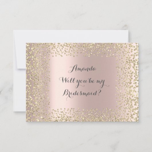 Werden Sie meine Bridesmaid rosa Rose Gold Confett Einladung (Vorderseite)