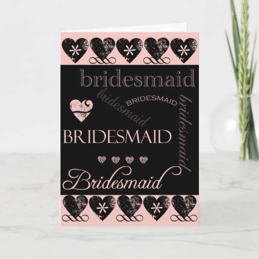 Werden Sie meine Bridesmaid rosa und schwarz sein? Einladung (Vorderseite)