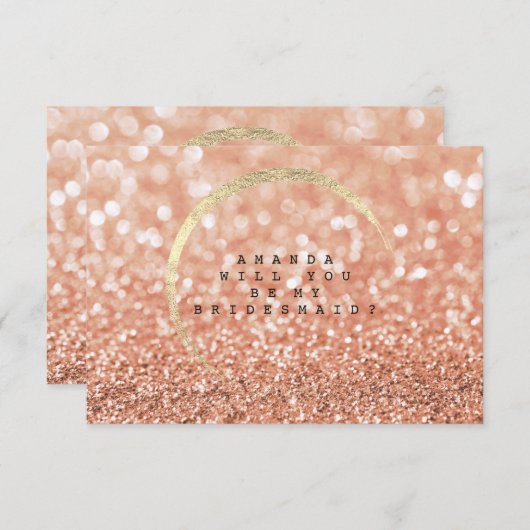 Werden Sie meine Bridesmaid-Rose Blush Gold Glitze Einladung (Vorne/Hinten)