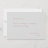 Werden Sie meine Bridesmaid Rose Gold Scripts Grau Einladung (Rückseite)