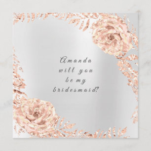 Werden Sie meine Bridesmaid Rose Gold Wreath Grau? Einladung