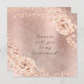 Werden Sie meine Bridesmaid-Rose Gold Wreath Grung Einladung (Vorne/Hinten)